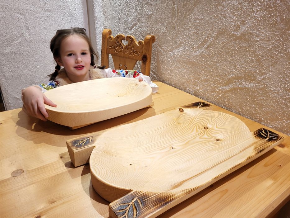 Koryto drewniane cateringowe do podawania dań taca na mięso