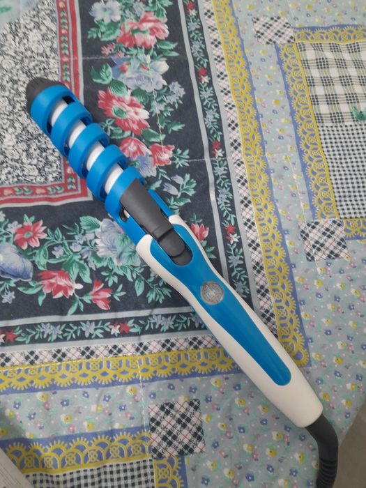 Enrolador de cabelo azul e branco, nova