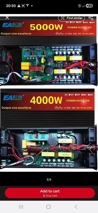 Інвертор Easun 5000W, 12V -220V, чиста синусоїда, інвектор