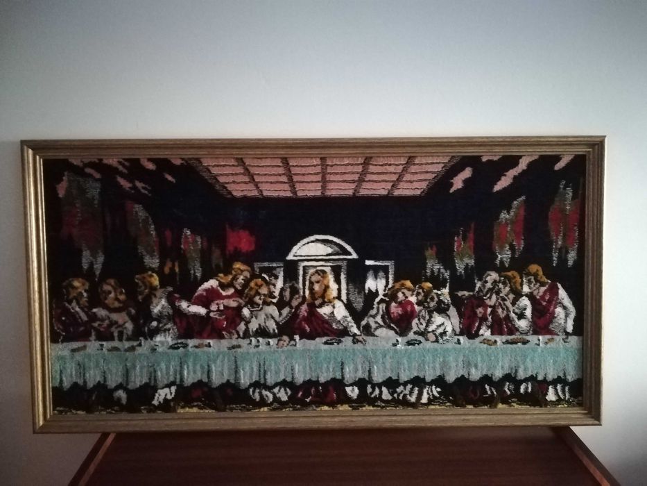 3 Quadros (Paisagens diversas); 1 - Última Ceia || Quadro de cortiça