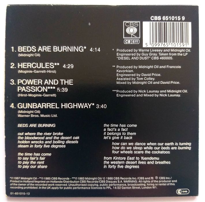MaxiCD Midnight Oil Beds Are Burning 1988r