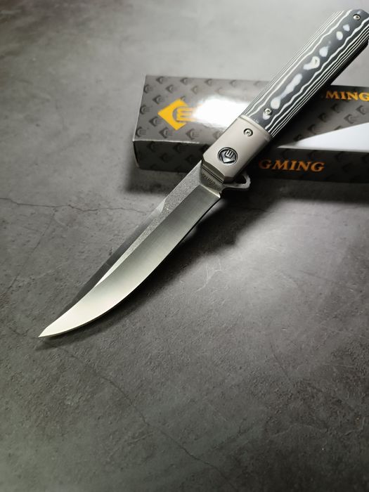 Складной нож СМ-142, D2 "Серая Волна" G10 с оранжевым торцом