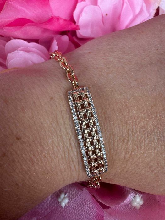 Bransoletka elegancka szeroka złota stal nierdzewna b109