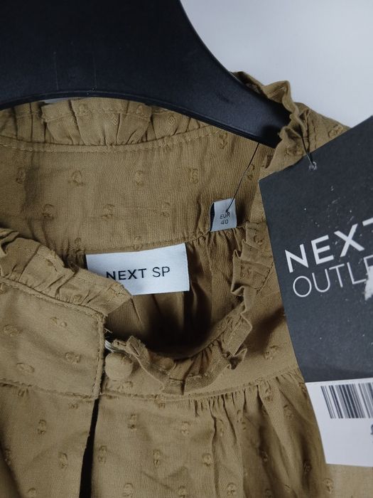 Bluzka Next khaki falbanka struktura luźna boho rozmiar L 40 hit