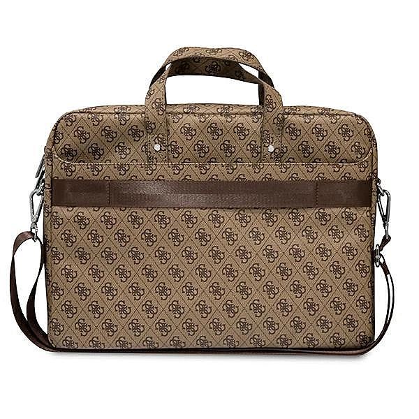 Torba Guess Saffiano 4G Triangle Logo na laptopa 16'' - brązowa