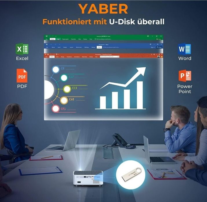 Projetor led 9500 lumens + WiFi  + Bluetooth + Office  + Nativa 1080P