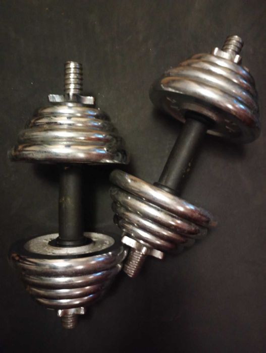 Гантели по 10 кг 2 шт хромированные