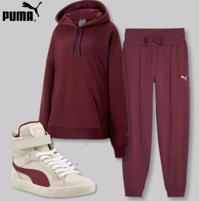 Puma худі Пума світшот великий розмір оригінал світер бардовий батал