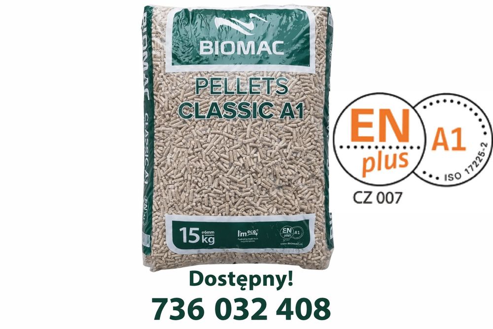 PELLET Dostępny! Biomac A1 Pajęczno Działoszyn Certyfikat pelet