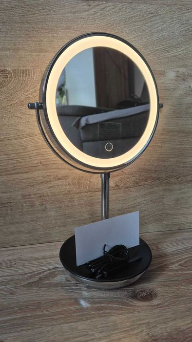 Powiększające Lustro LED do makijażu, NOWE, dwustronne, 17 cm, obrotowe.