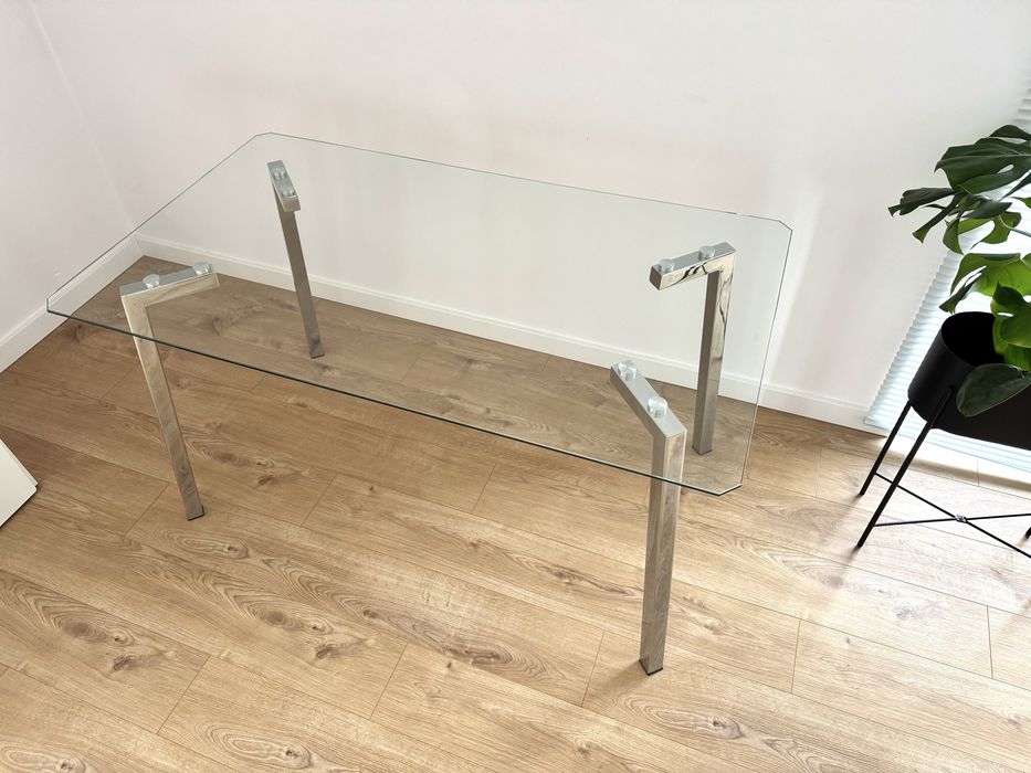 Szklany stół - 140x80 cm, wysokość 75 cm - elegancki, nowoczesny