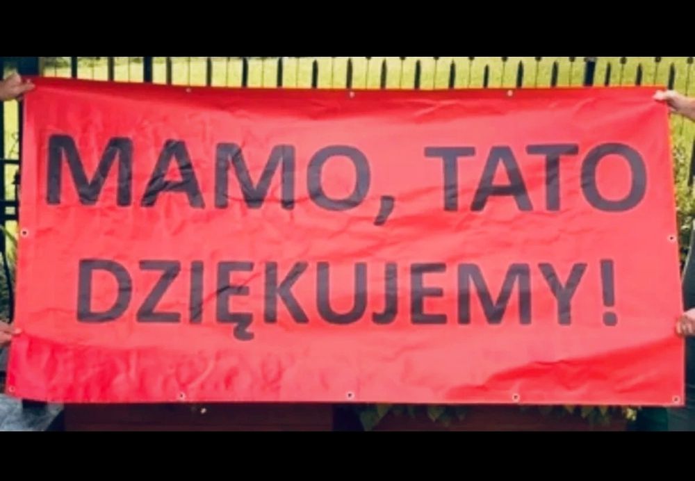Napis mamo tato dziękujemy
