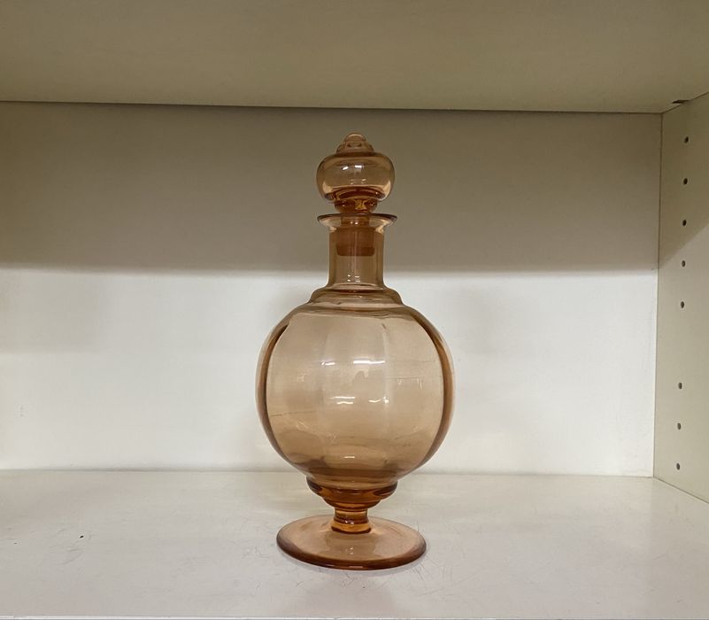 Rozalinowa karafka art deco huta Hortensja