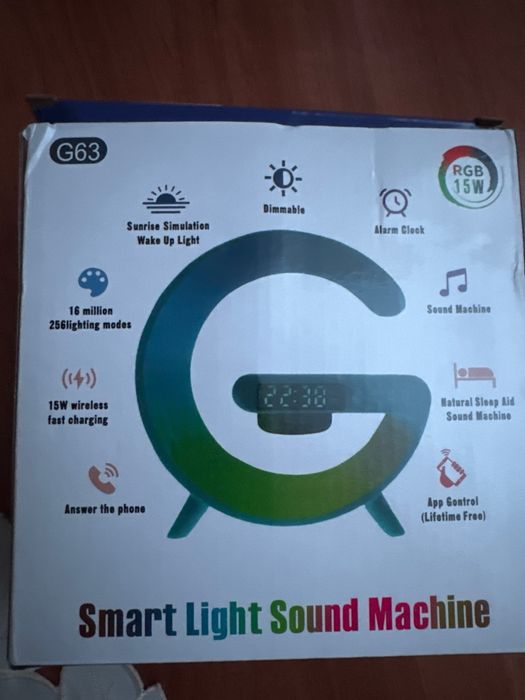Lama led z zegarem i ładowarką indukcyjną