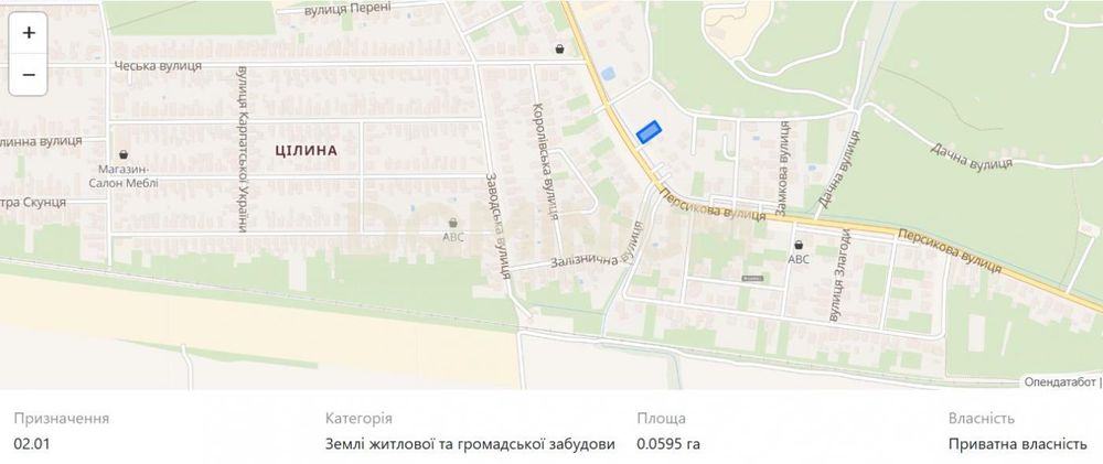 Продається земельна ділянка в м. Виноградів вул. Персикова