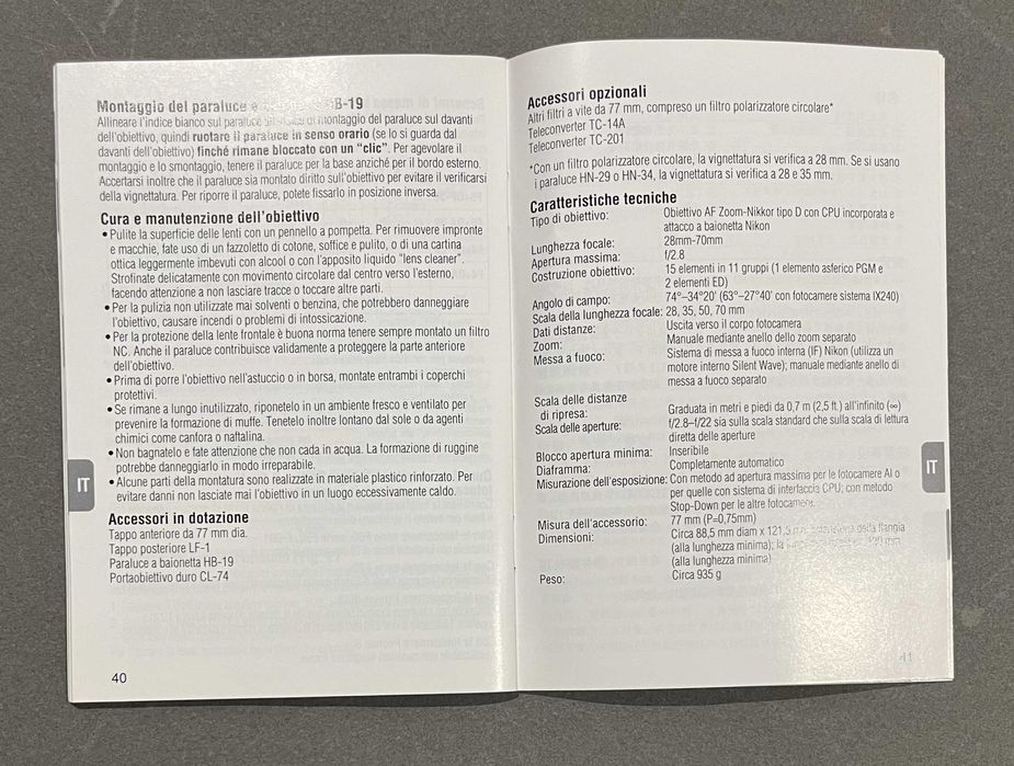 Manual Nikon af-s zoom-nikkor ed 28-70mm