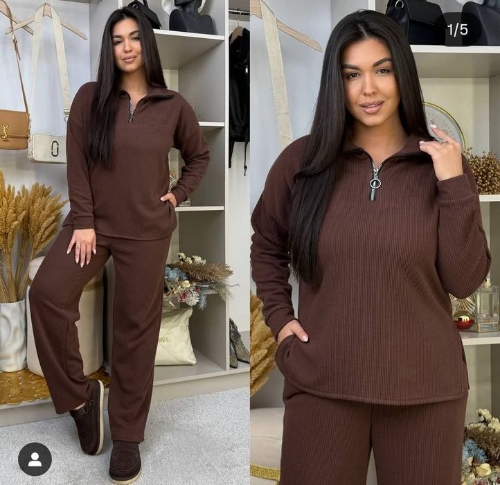 Женский теплый брючный костюм большого размера р. 52-54