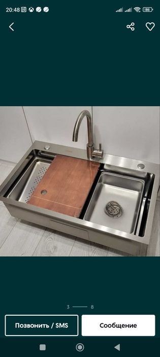 Акция- 27 %. Мойка для кухни Platinum Hendmade 46*75