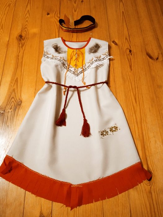 Nowy Strój Indianki 134 Indianka Pocahontas Indiańska Tunika i Opaska