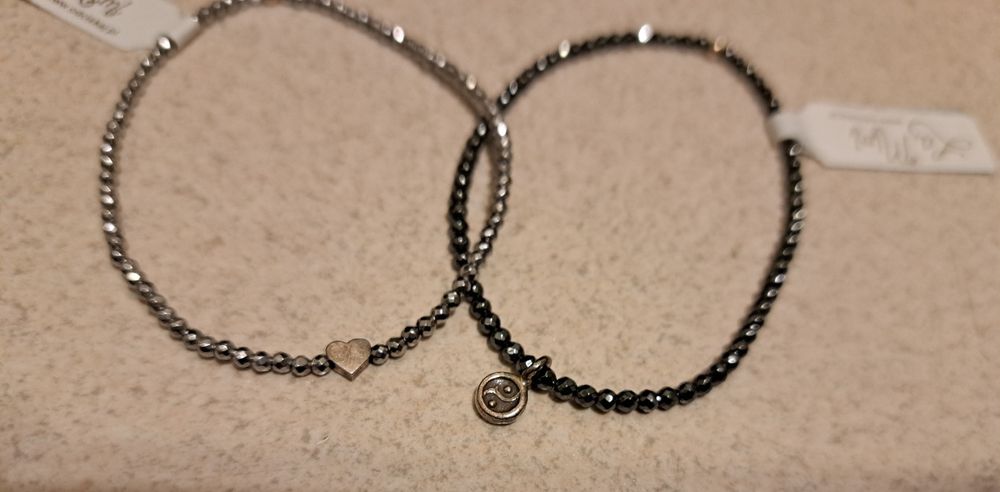 Bransoletki Flexi Hematyt jasny i grafit Serce