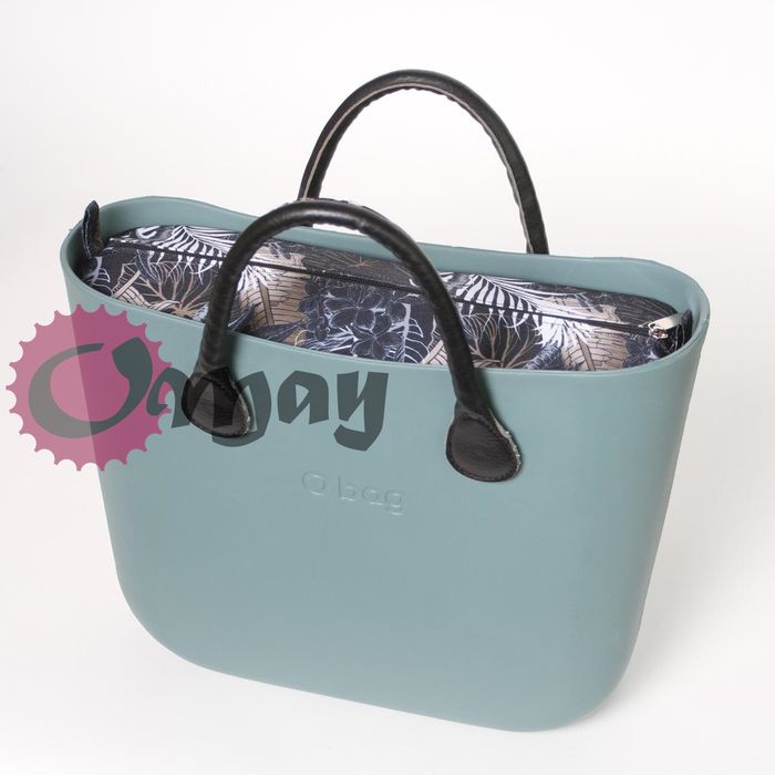 Czarny organizer OBAG STANDARD liście szary brąz 2 kieszenie OMAY