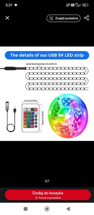 Taśma RGB 30 metrów pilot. Mam 2 sztuki.