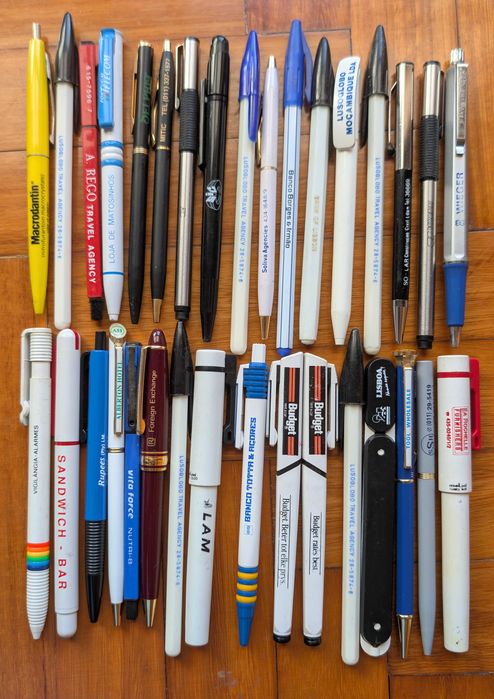 Lote de Canetas Vintage Publicitárias - Coleção Lusoglobo, Bancos e Marcas (55+ unid.)