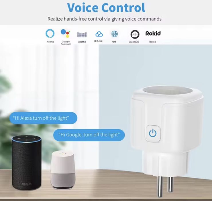 Умная вилка TUYA, розетка Wi-Fi