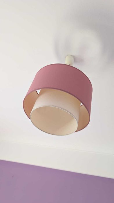 candeeiro abajour de teto duplo - 3D - Rosa e Branco - ótimo estado