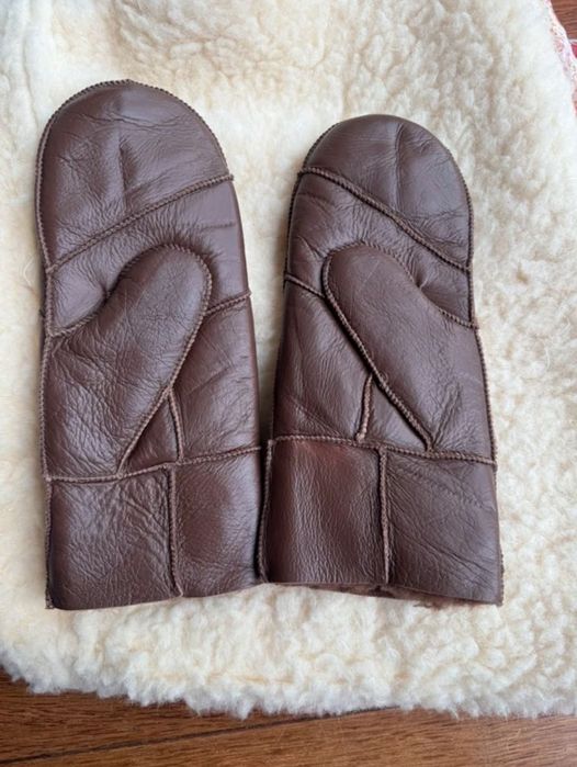 Skórzane rękawiczki wełniane skóra czekoladowe kawowe Harssidanzar XL