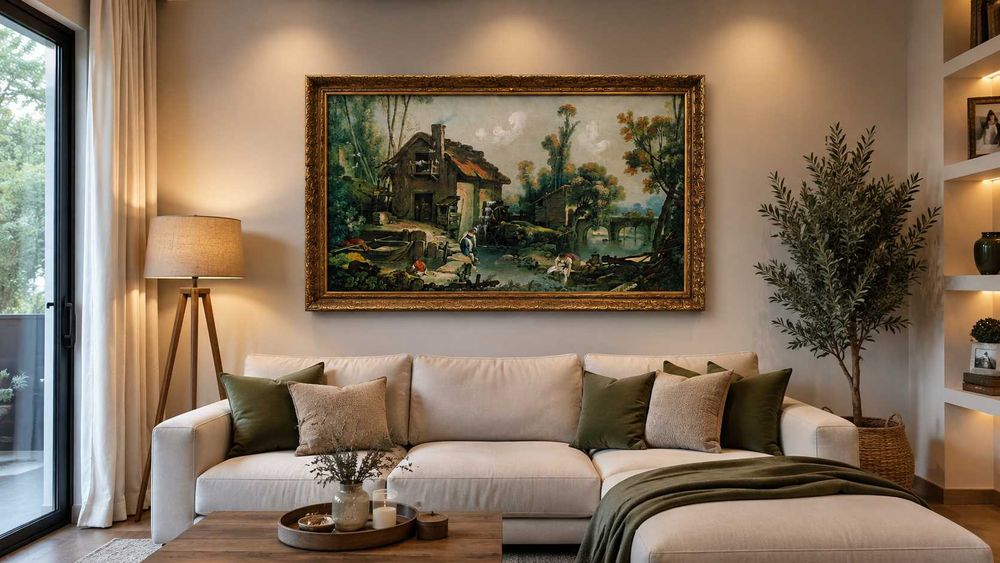 Quadro Paisagem do moinho de água