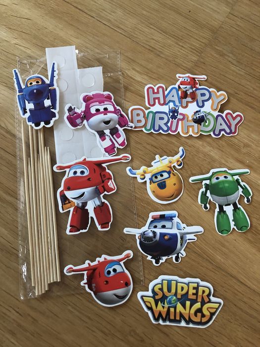 Topper na tort babwczki super wings urodziny frunia dzetek jetek