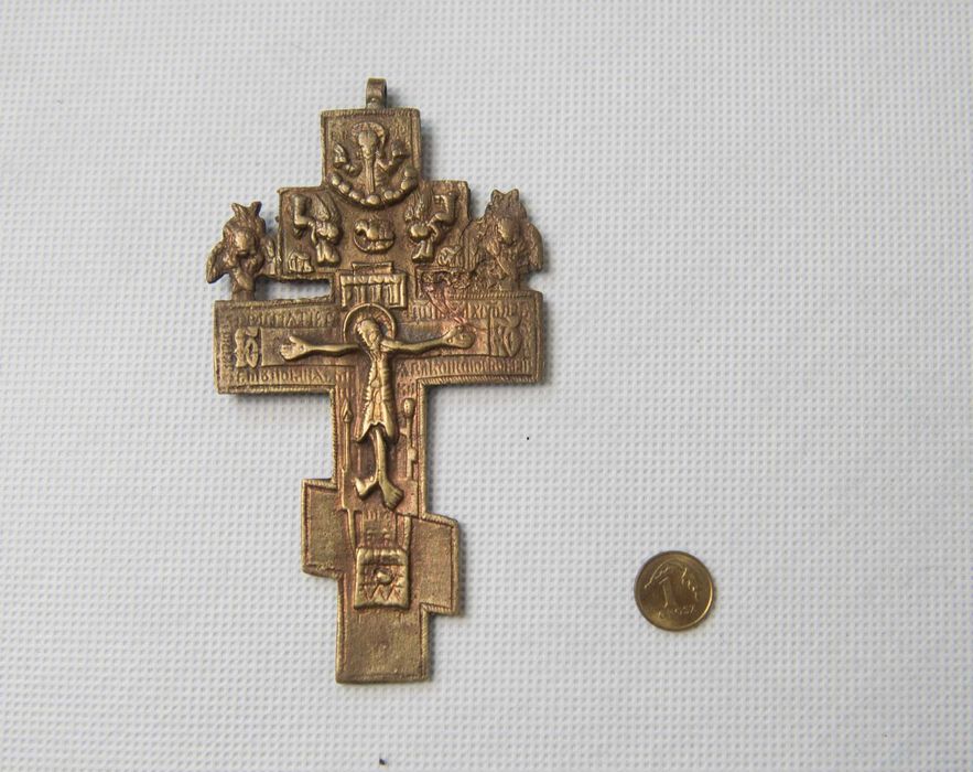 Antyki krzyż ikona prawosławna ukrzyżowanie Jezusa XIX w