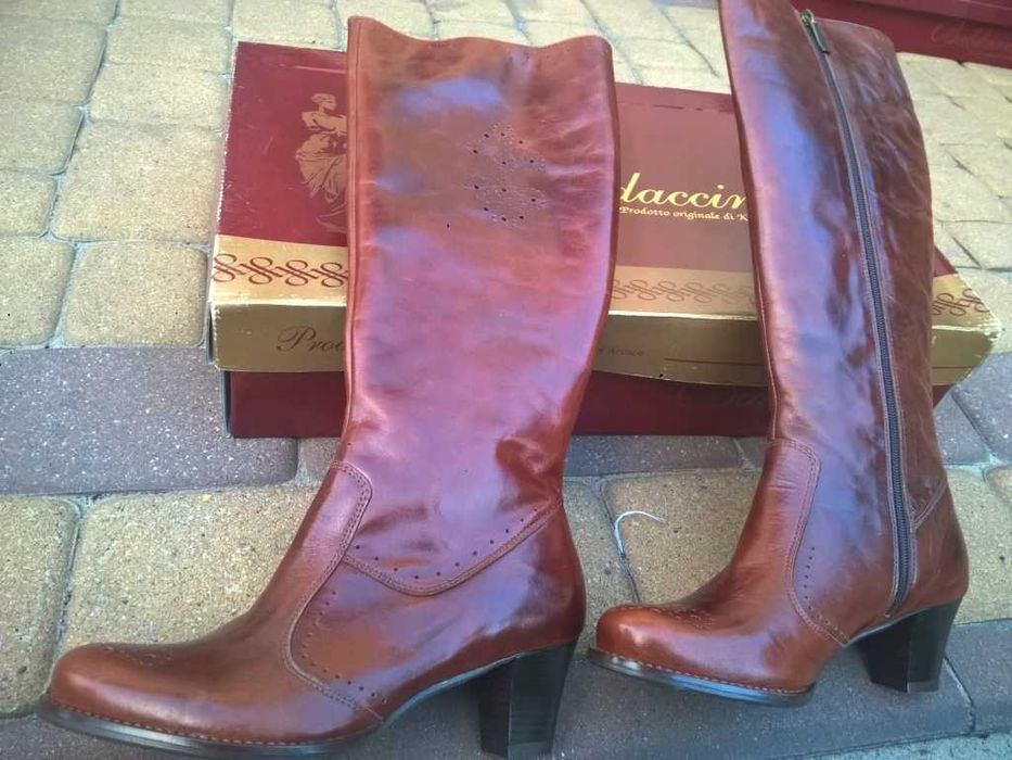 NOWE Buty-Kozaki KOWBOJKI Damskie36 Skóra100% BRĄZ-połysk I-Klasa Gw6m