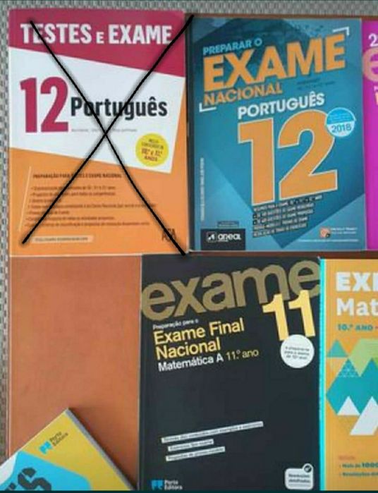 Livros de preparação para exames de matemática, português 10°, 11°, 12