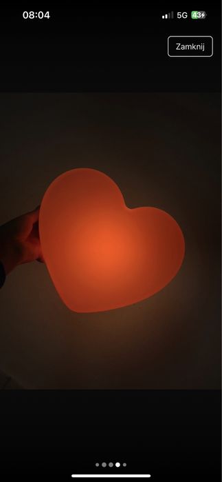 Lampka led rozowa serce na pilota