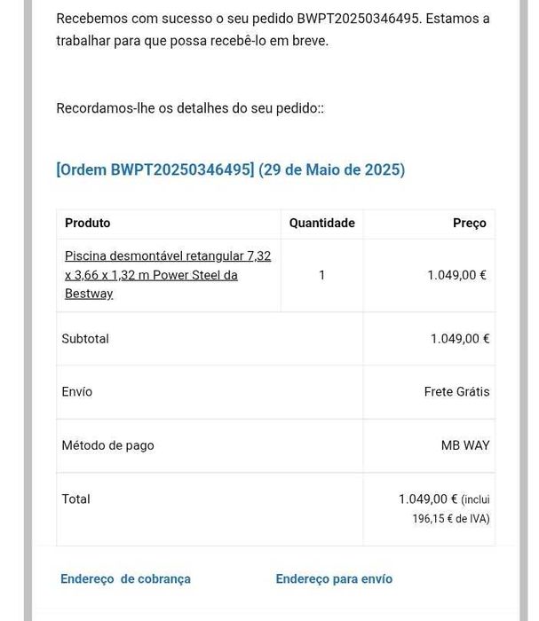 Piscina Desmontável Bestway PowerSteel 7,32m x 3,66m x 1,32m SEMI-NOVA