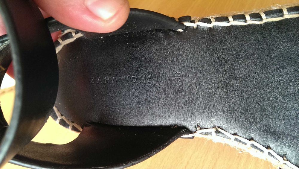 Женские кожаные босоножки-эспадрильи- сандали Zara Woman 36-й размер 24см. на платформе с ремешком на щиколотке  В СУПЕР Состоянии