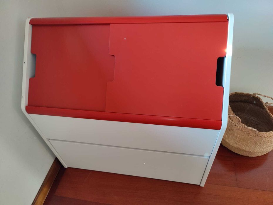 Módulo de arrumação com gaveta, branco e vermelho (Como Novo)