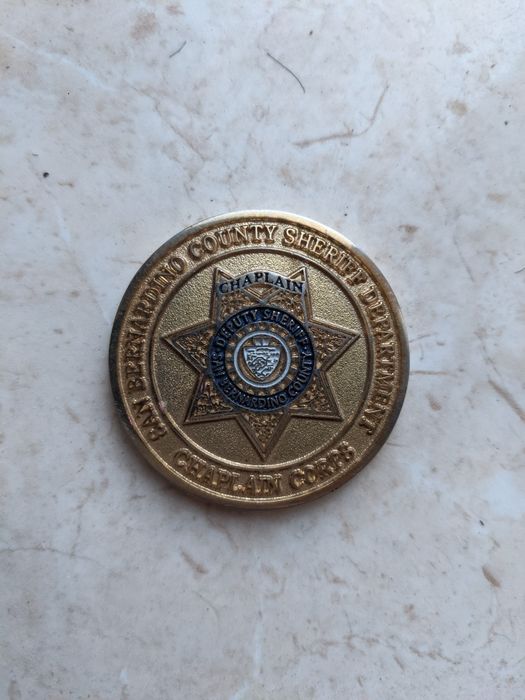 Коллекционный жетон San Bernardino County California sheriff chaplain