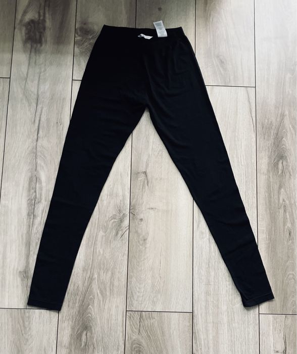 Sportowe, stylowe, czarne legginsy, S/36, Pepco, bawełna/elastan