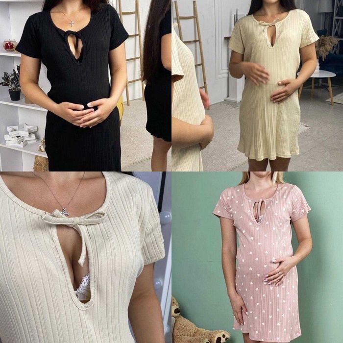 Туніка в пологовий для вагітних і годуючих мам на зав’язках