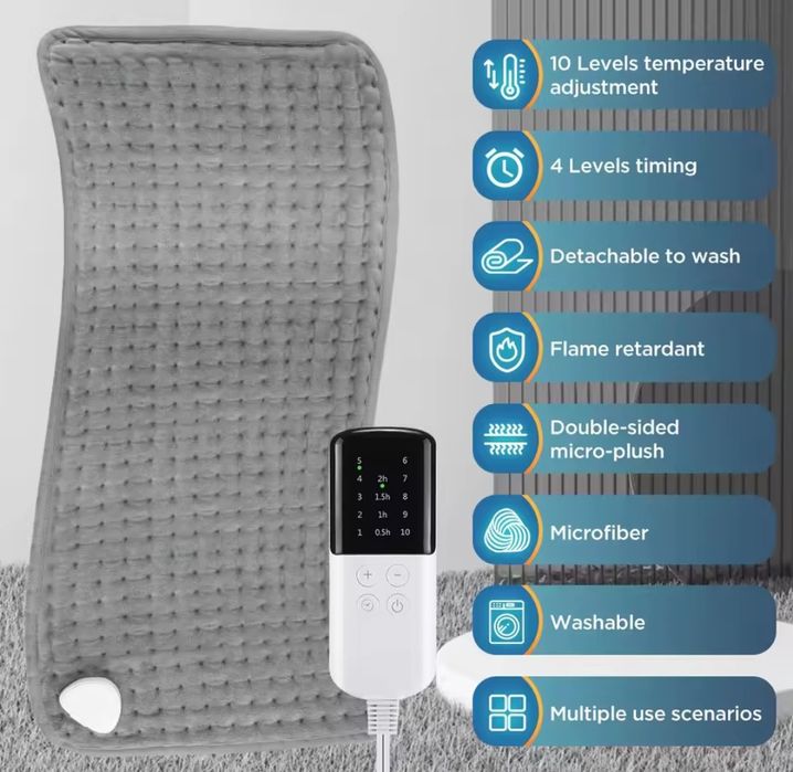 Электрическая грелка обогреватель одеяло с термос 30*60 улучшенная мод