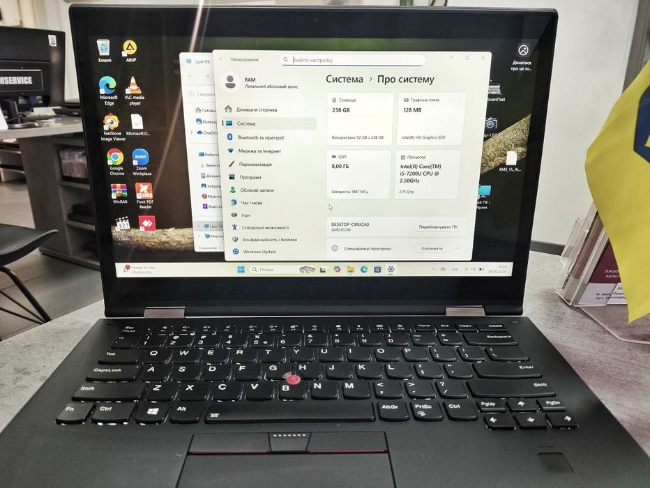 Сенсорний Lenovo ThinkPad X1 Yoga Intel I5-7/8/256 SSD/IPS 14"Quad Б/В