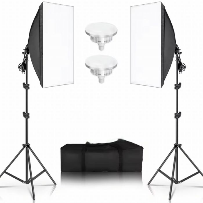 Iluminação kit estúdio profissional led 150w softbox com comando