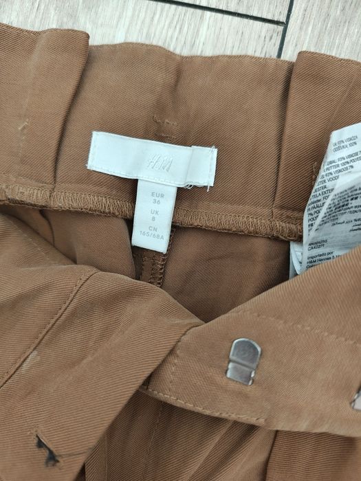Brązowe spodnie * wysoki stan * H&M S 36 * wiązane