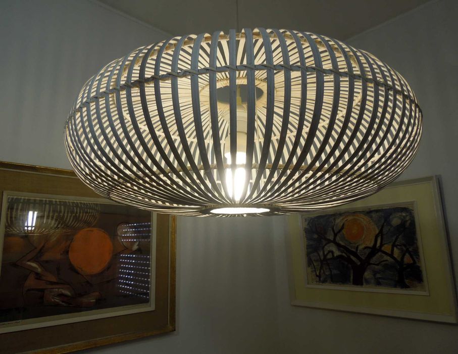 Candeeiro suspenso em vime branco - white wicker pendant light - Boho Chic