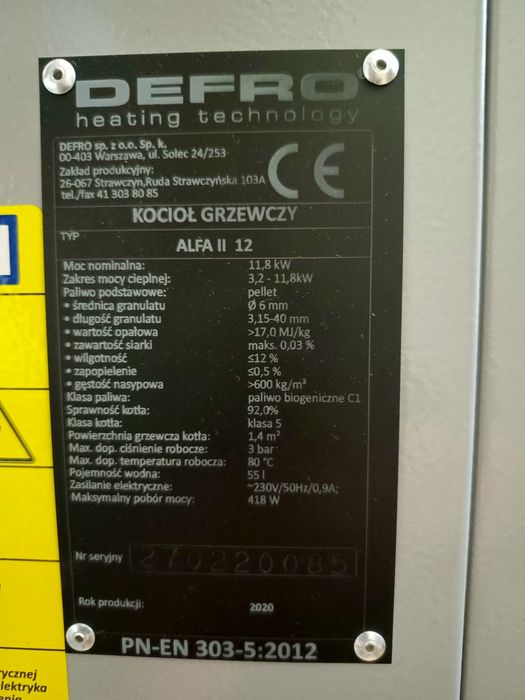 Piec peletowy Defro Alfa 2 12kw
