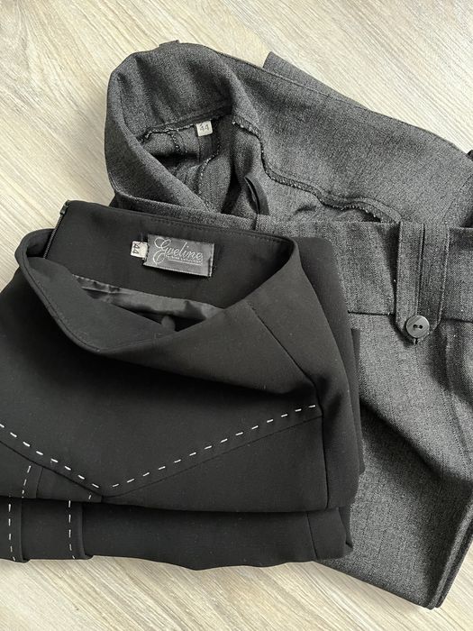 Zestaw galowy elegancki spodnie kant spodnica midi casual