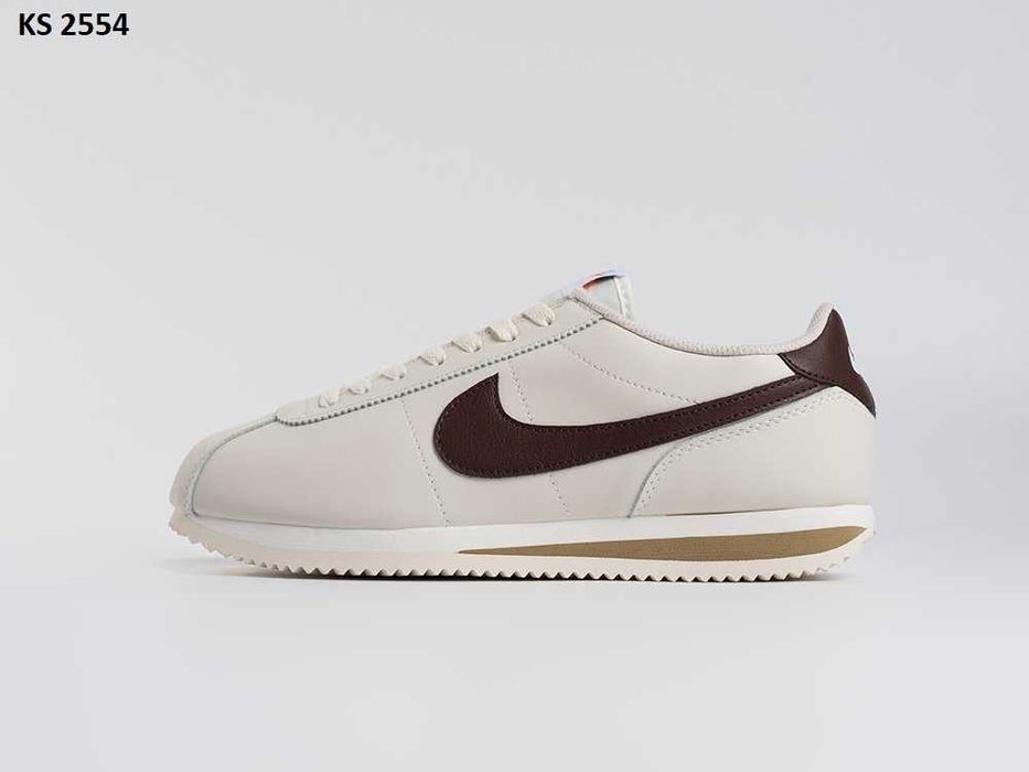 Мужские кроссовки Nike Cortez White-Brown. Размеры 40-45